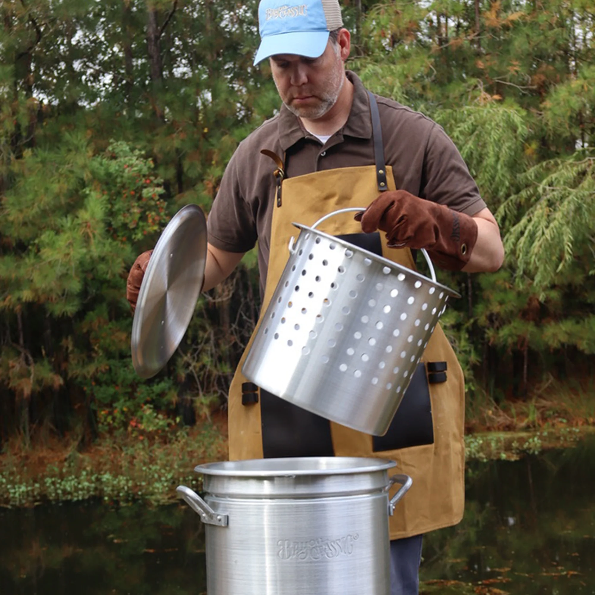 34-qt Aluminum Stockpot with Basket - Image 3